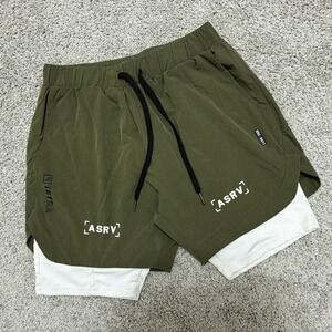 ASRV Shorts Green 4 Tetra Lined 5 Inch Inseam DSG 0411 Workout Gym Mens Large